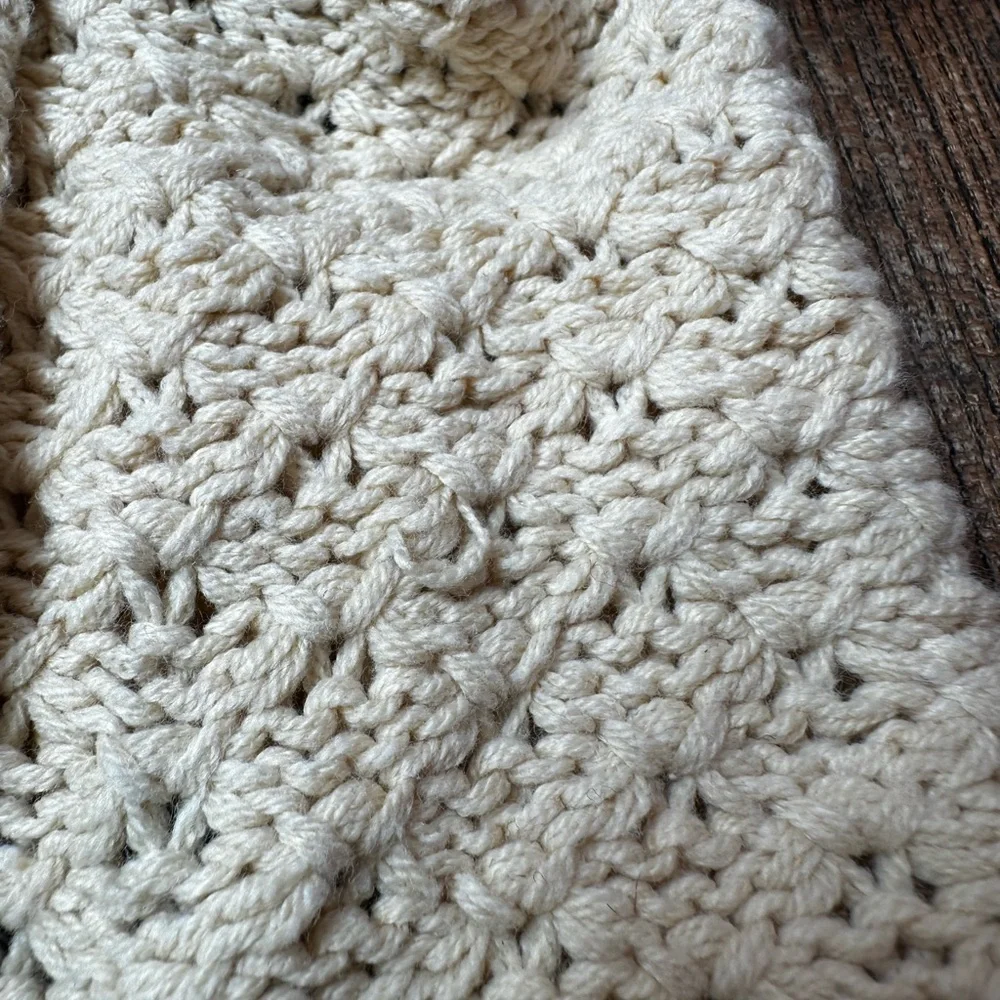 Cream Knit Button-Up Scarf with Faux Fur Trim for pet - Picture 2 of 6